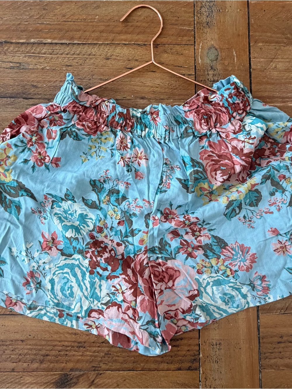 Angie Light Blue Floral High-Waist Shorts